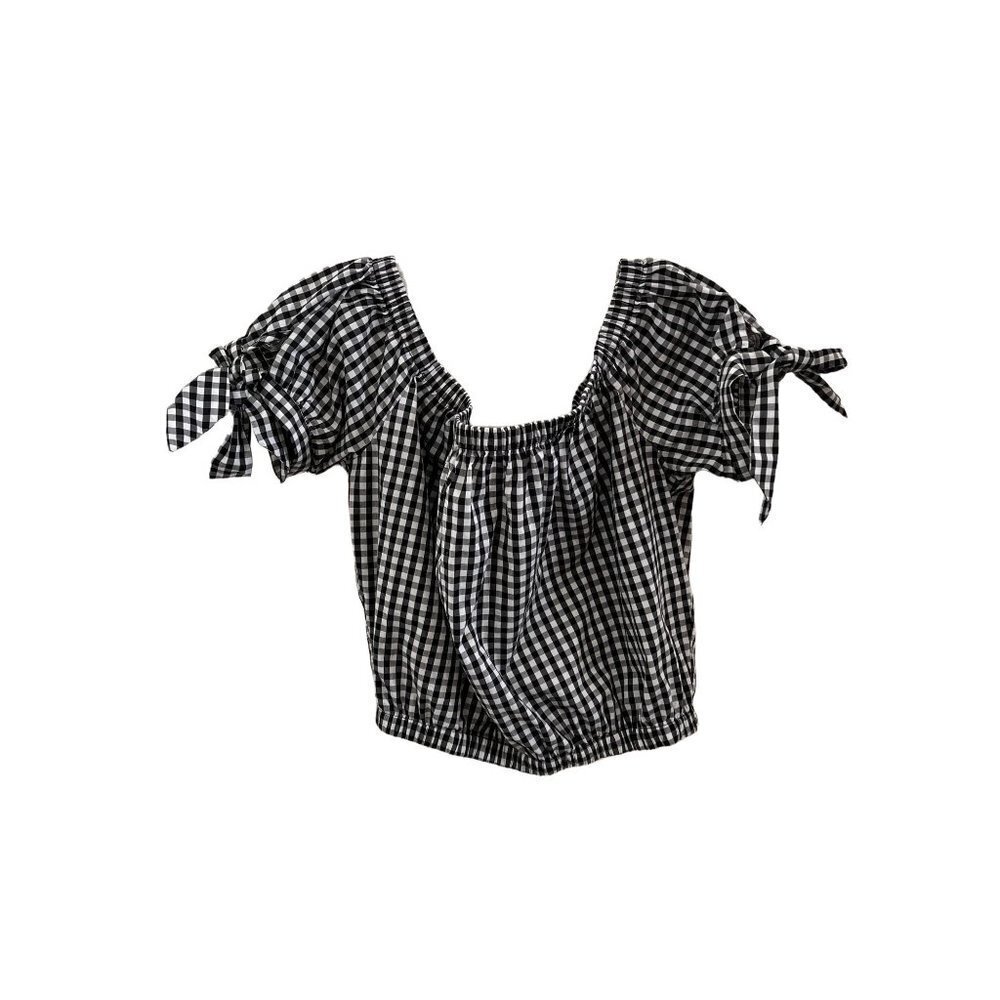 Forever 21 Black White Check cropped Top size med